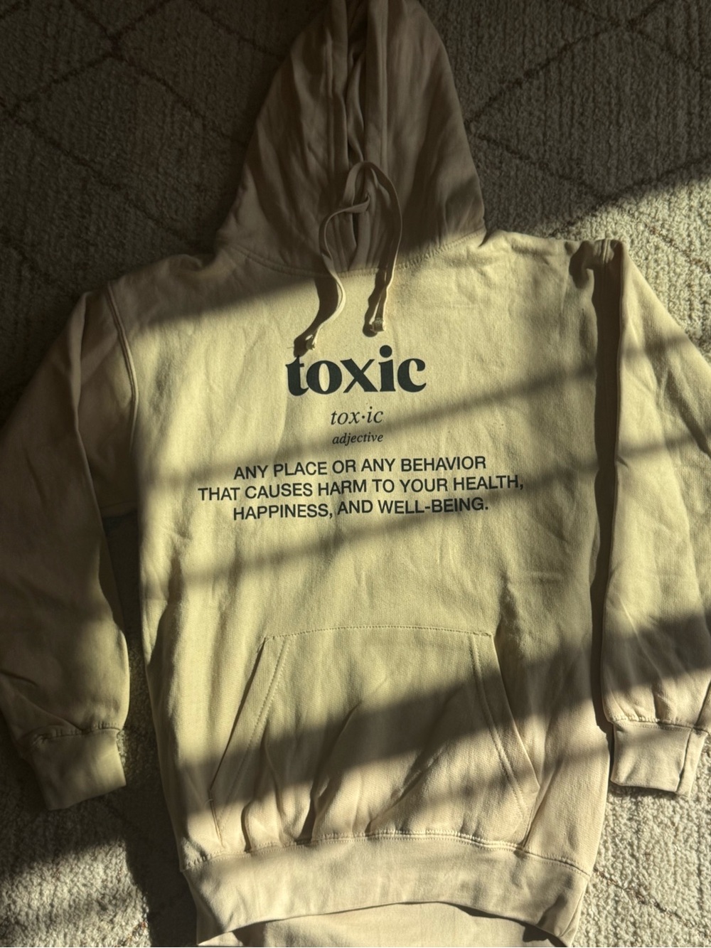 Sugar Flower Toxic Definition Graphic Hoodie Beige Women’s Small